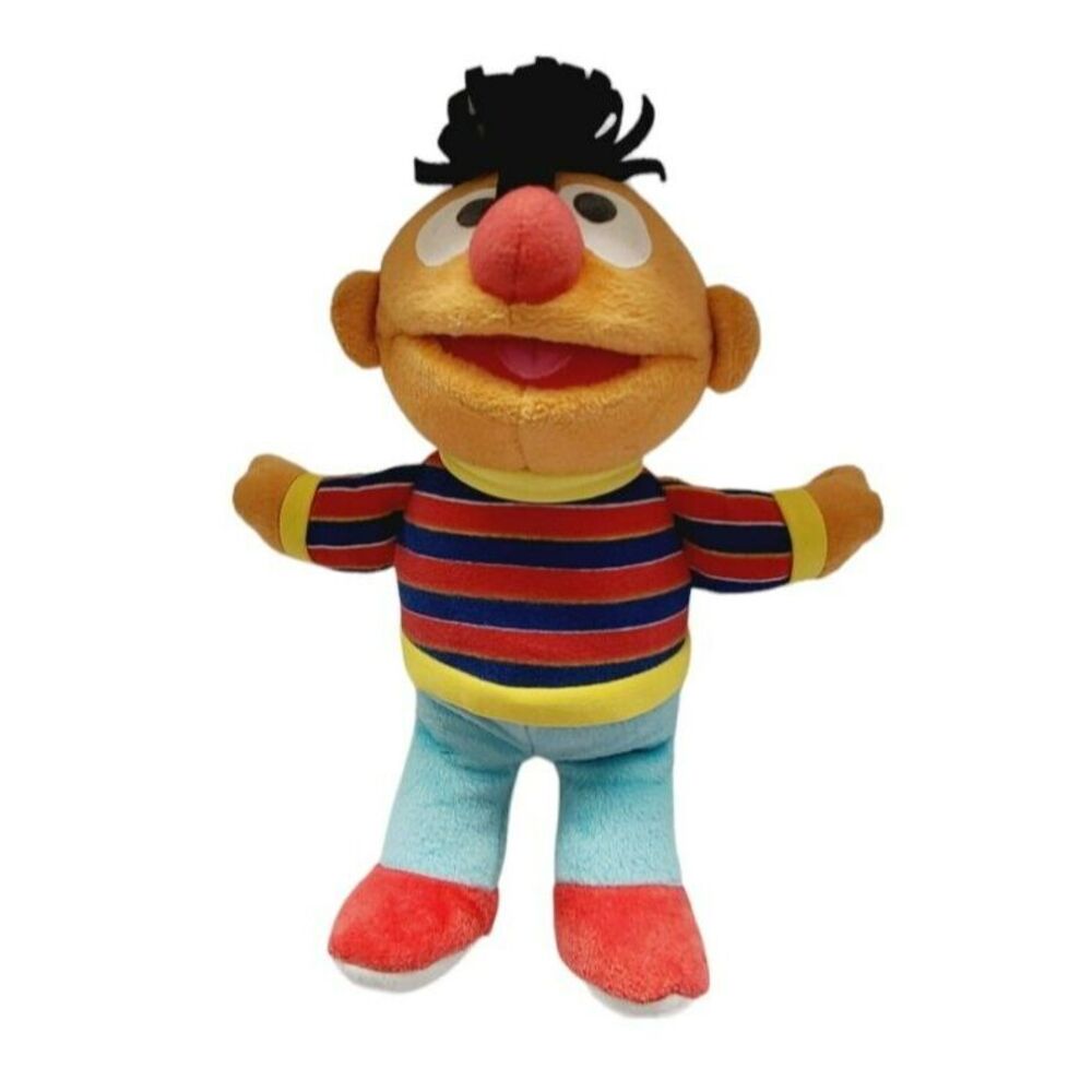 Sesame Street Ernie Plush Stuffed Animal Toy Striped Sweater 10 Inch